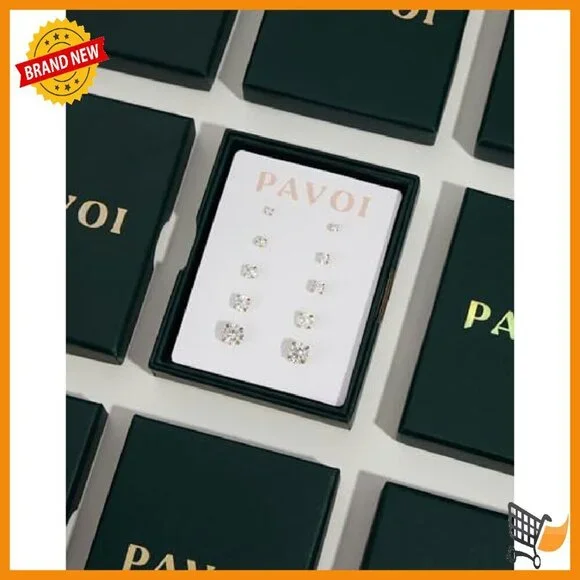 14K Gold Plated Sterling Silver Stud Earrings 3-Pack Hypoallergenic - Picture 6 of 8